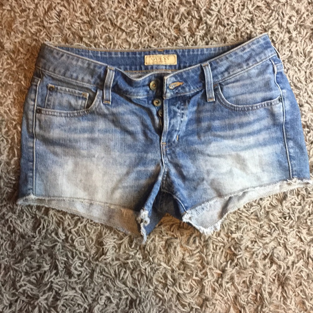 Guess jean shorts with frayed edges